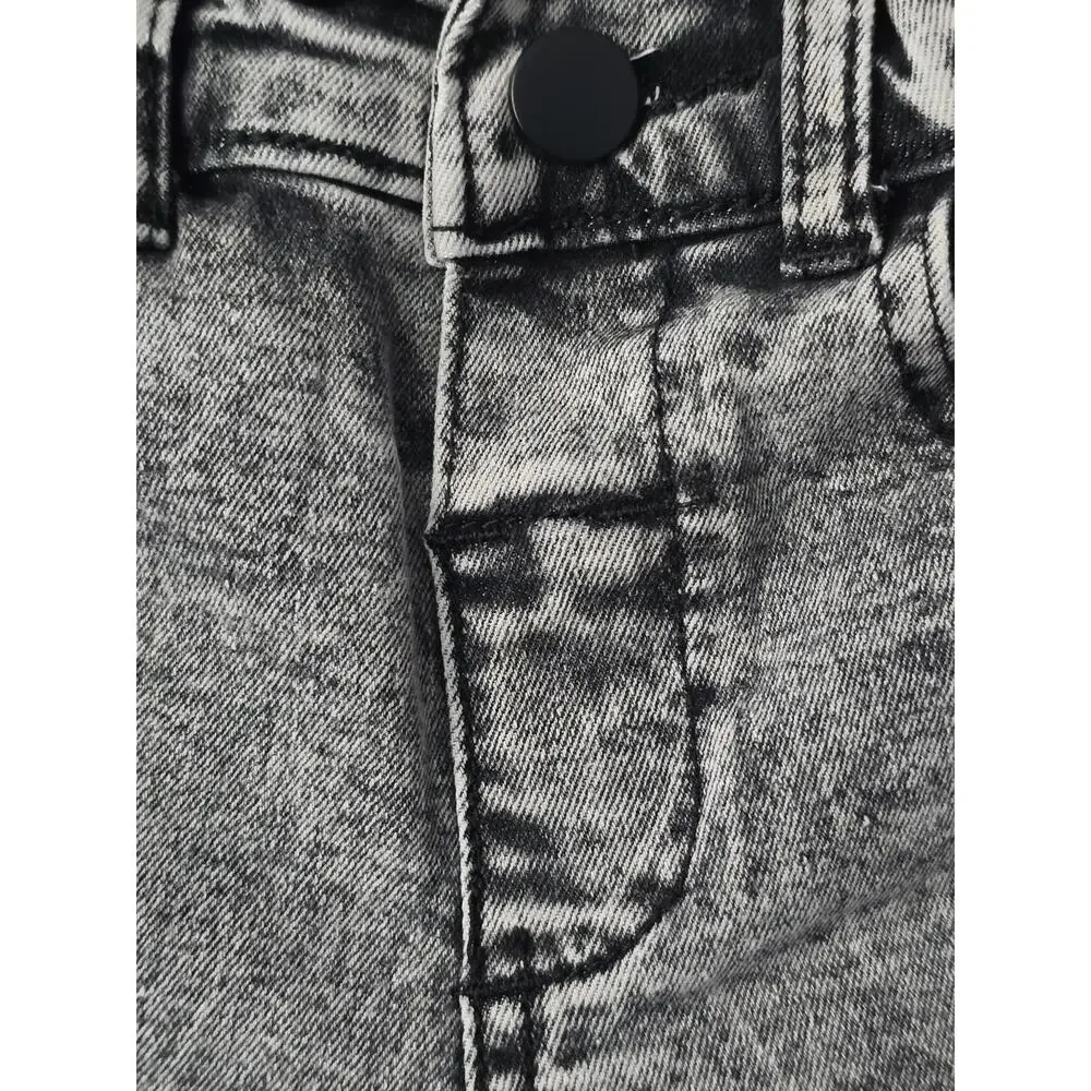 SHEIN Toddler Jeans 2-Pack Size 90 Gray Acid Wash Black Distressed Elastic Waist